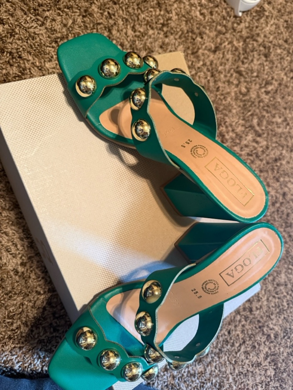 Floga Green Stud-Accent Slide Sandals - Picture 2 of 2